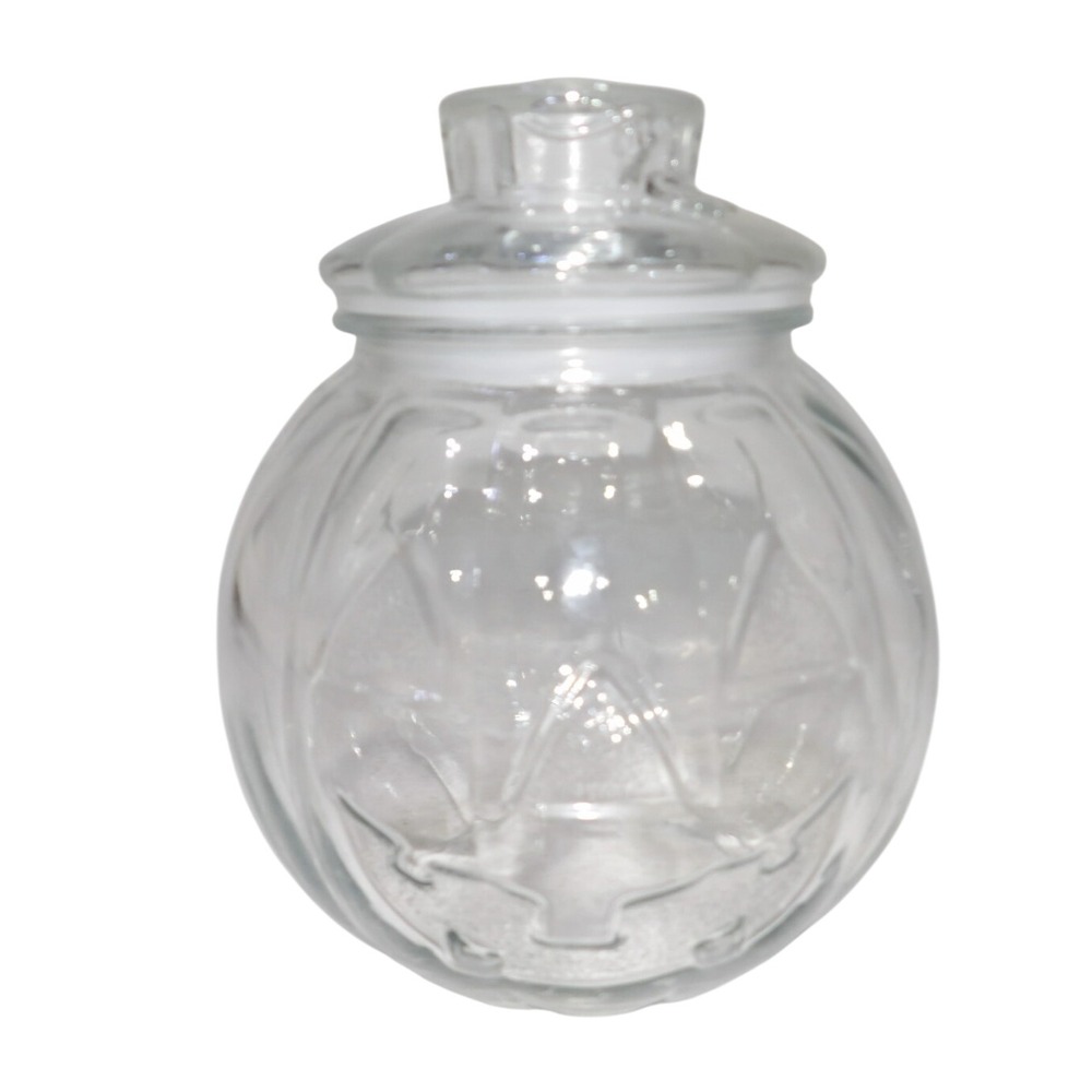 Libby Clear Glass Pumpkin Jar with Lid Airtight Halloween Fall Decor 6 Inch
